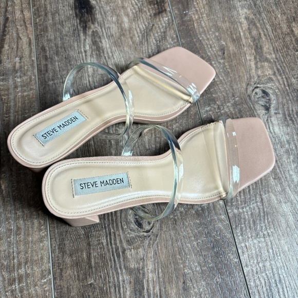 Steve Madden Jazmin Transparent Clear/Nude Block Sandal Women's Size 9.5 - Picture 3 of 9